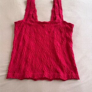 ARULA Crinkle Textured Pink Tank Top